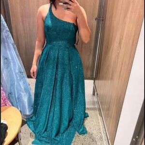 Elegant Teal One-Shoulder Dress